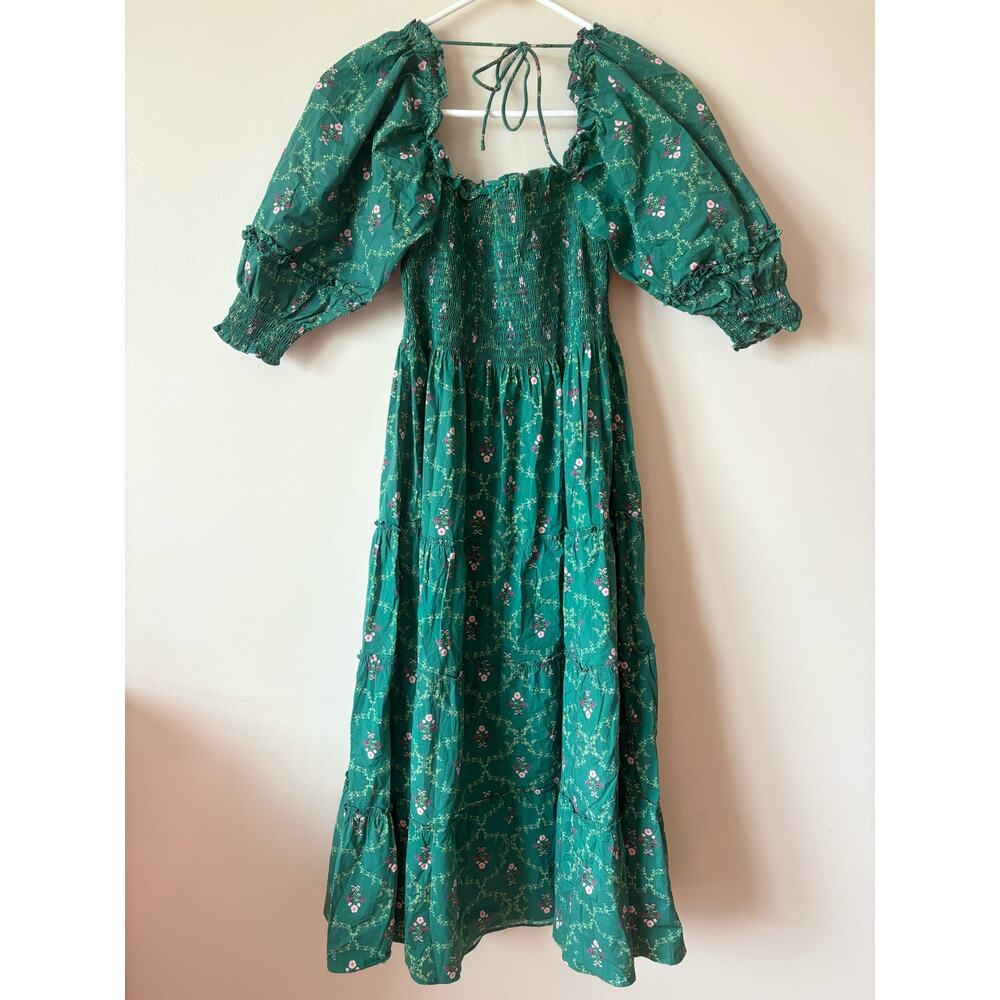 HILL HOUSE Home Nesli Emerald Trellis Dress Midi S - Picture 11 of 12